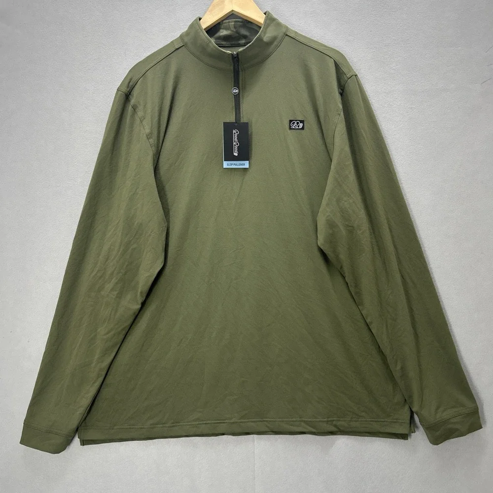 Good Good Golf Bunker 1/4 Q-Zip Long Sleeve Pullover Army Green Men 3XL NEW